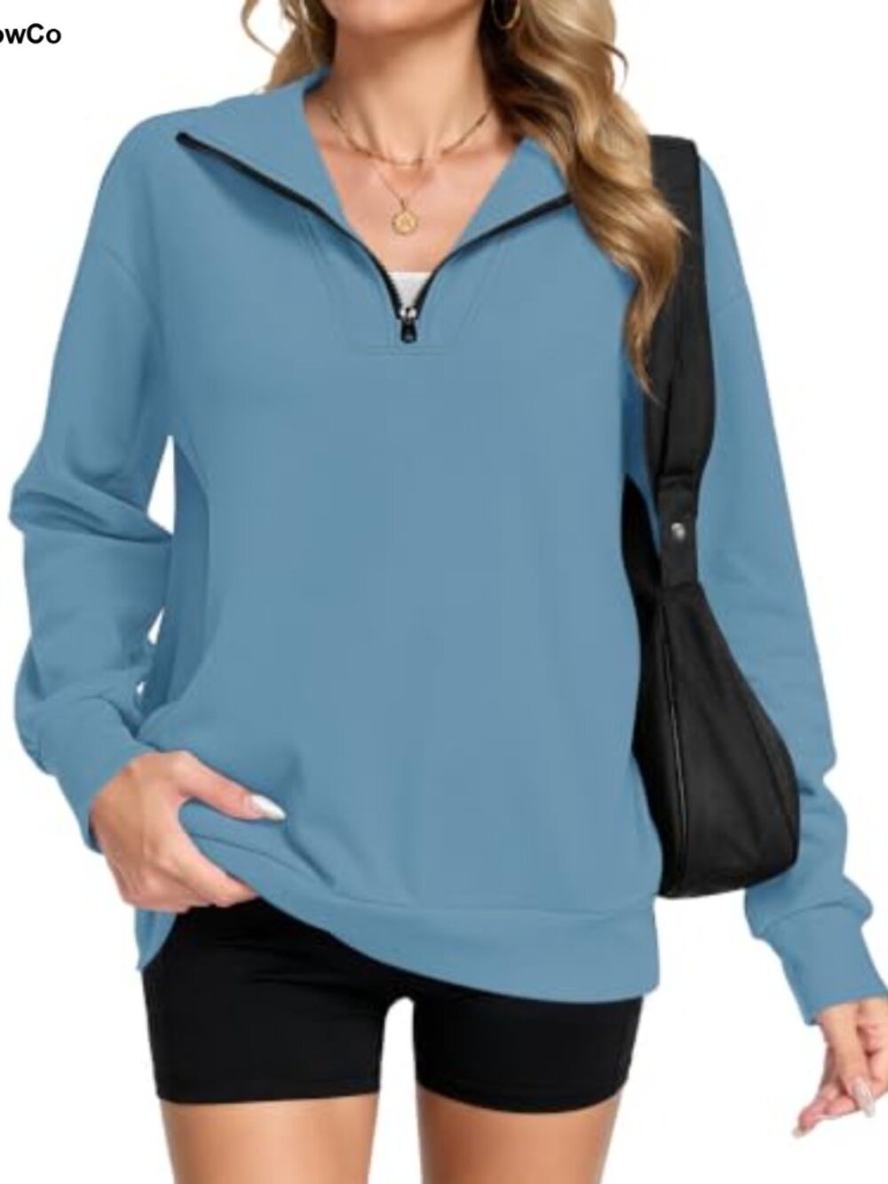 Oversized Quarter Zip Sweatshirt Long Sleeve Pullover with Pockets
